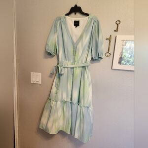 ALEX Marie Elegant Blue and Green Women's Dress Size 6 Blue Green Watercolor